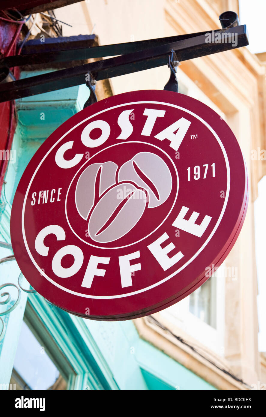 Logo café Costa signe, England, UK Banque D'Images