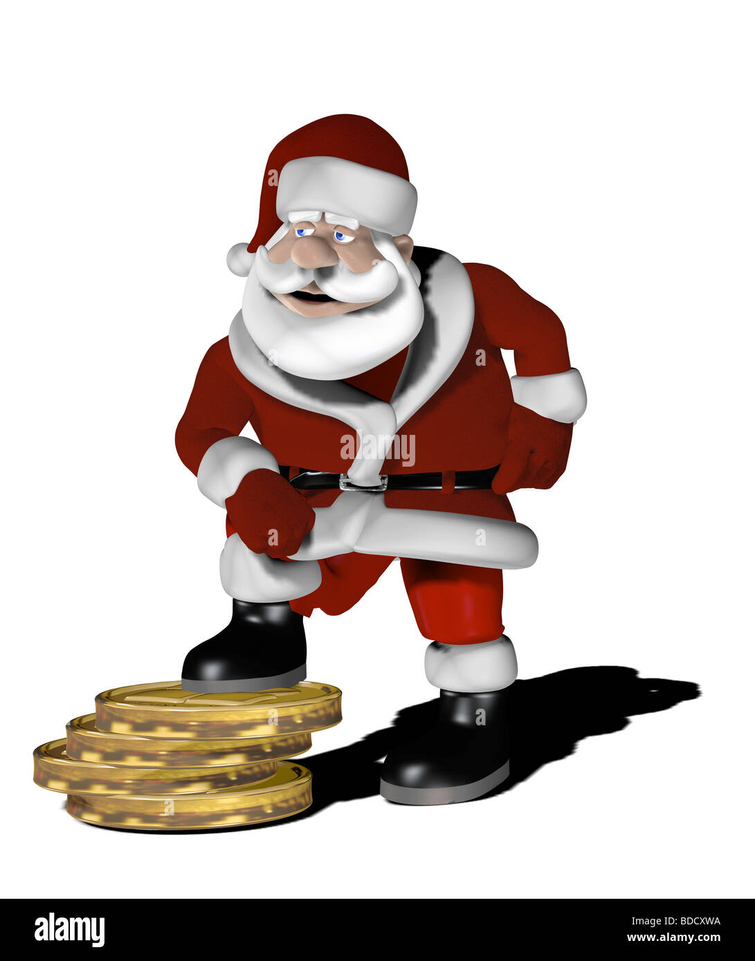 Père Noël avec pièces d'affaires de Noël Banque D'Images