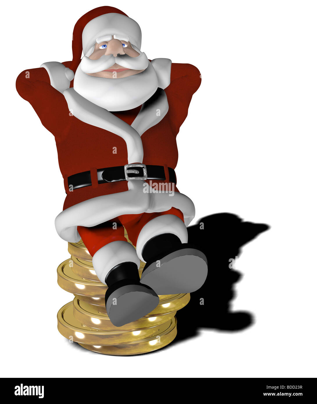 Père Noël avec pièces d'affaires de Noël Banque D'Images