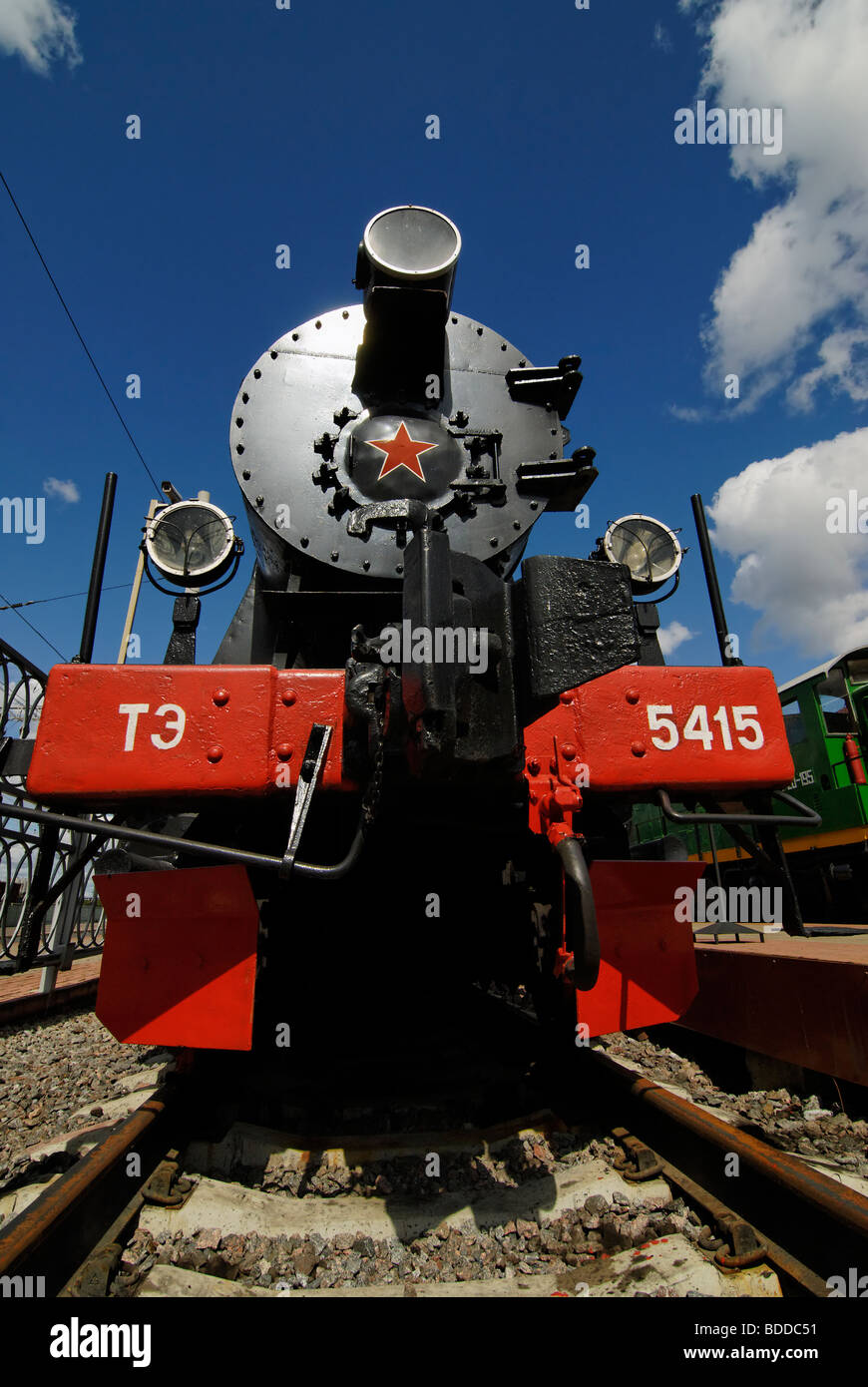 Vue de face de l'allemand seconde guerre mondiale TE-5415 locomotive à vapeur de la série 52. Construit en 1943. Banque D'Images