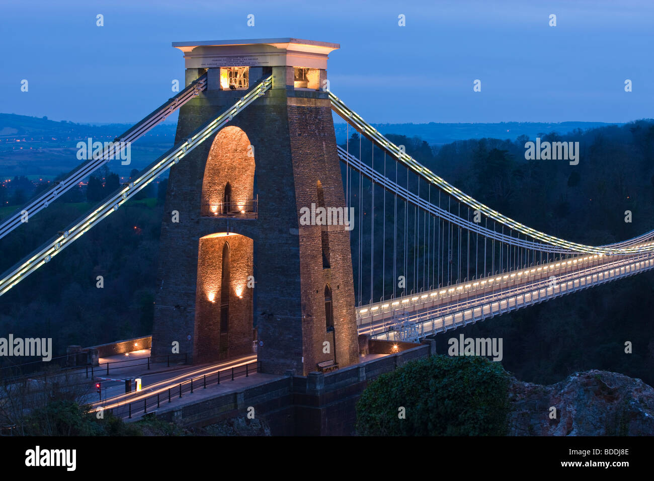 Pont suspendu de Clifton Clifton Bristol Avon Angleterre au crépuscule Banque D'Images