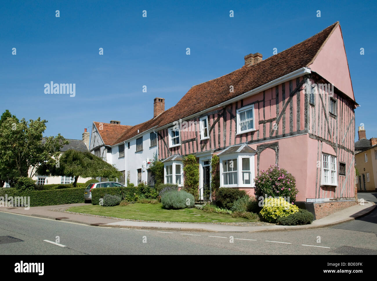 Une cité médiévale maison à pans de bois dans la région de Long Melford, Suffolk, Angleterre. Banque D'Images