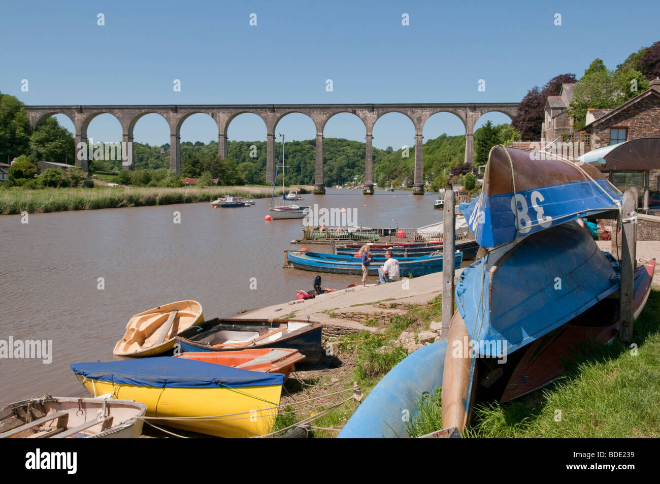 Le viaduc sur la Rivière Tamar à Calstock South East Cornwall, dans la vallée de Tamar Banque D'Images