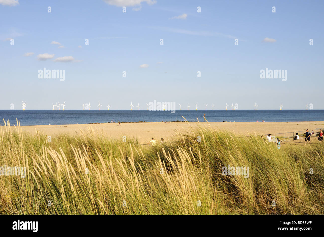 Plage de Norfolk à Caister-on-Sea par la mer du Nord, au Royaume-Uni. Banque D'Images