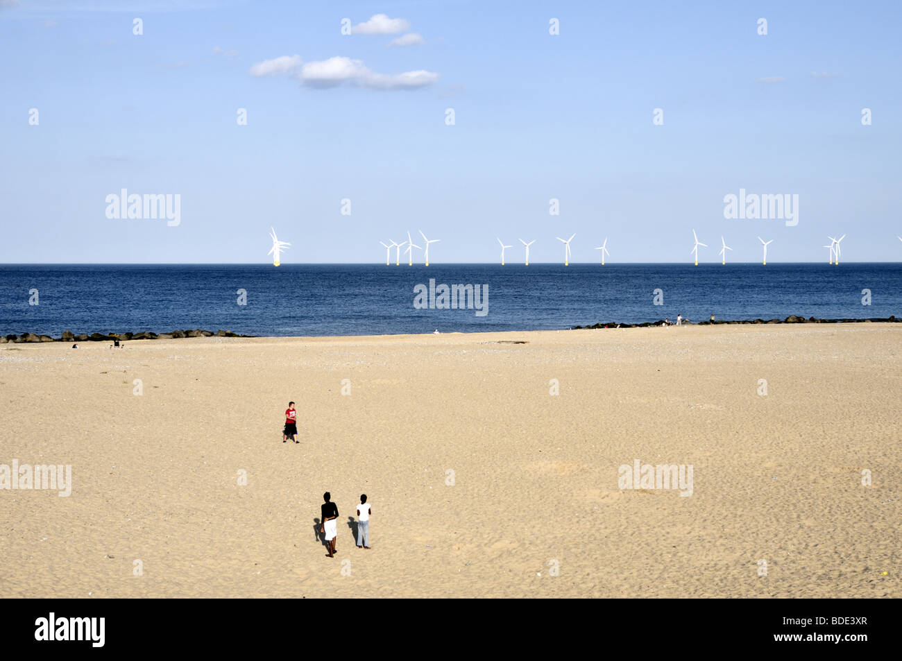Plage de Norfolk à Caister-on-Sea par la mer du Nord, au Royaume-Uni. Banque D'Images