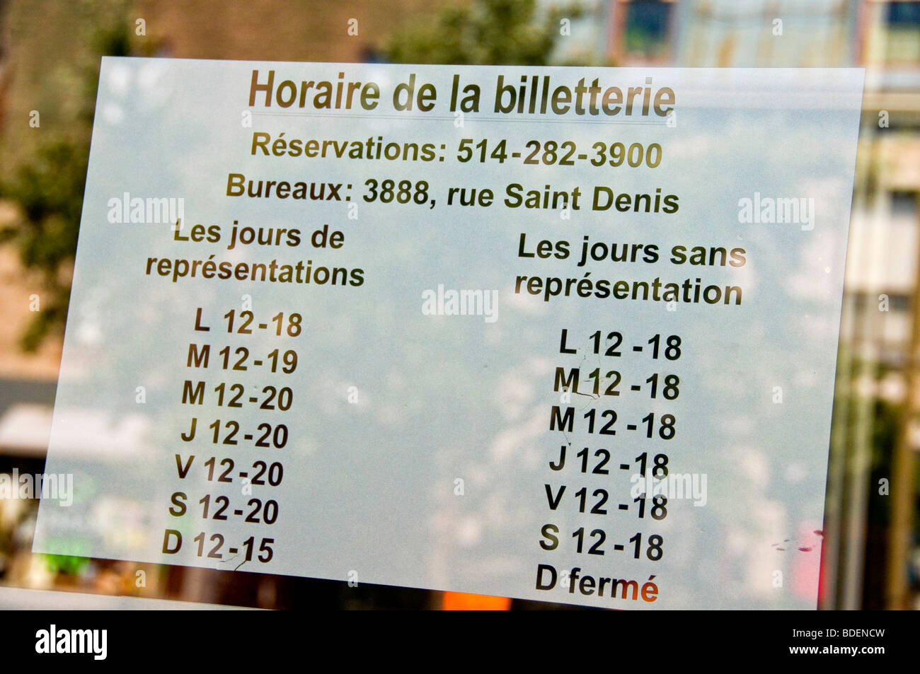 Billetterie de la langue française Montréal, Québec, Canada Banque D'Images