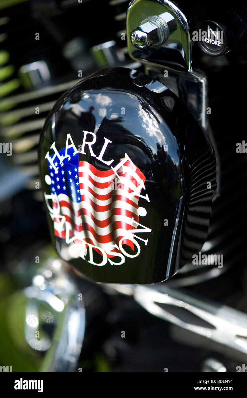 Moto Harley Davidson avec détail des travaux de peinture personnalisée drapeau américain Banque D'Images