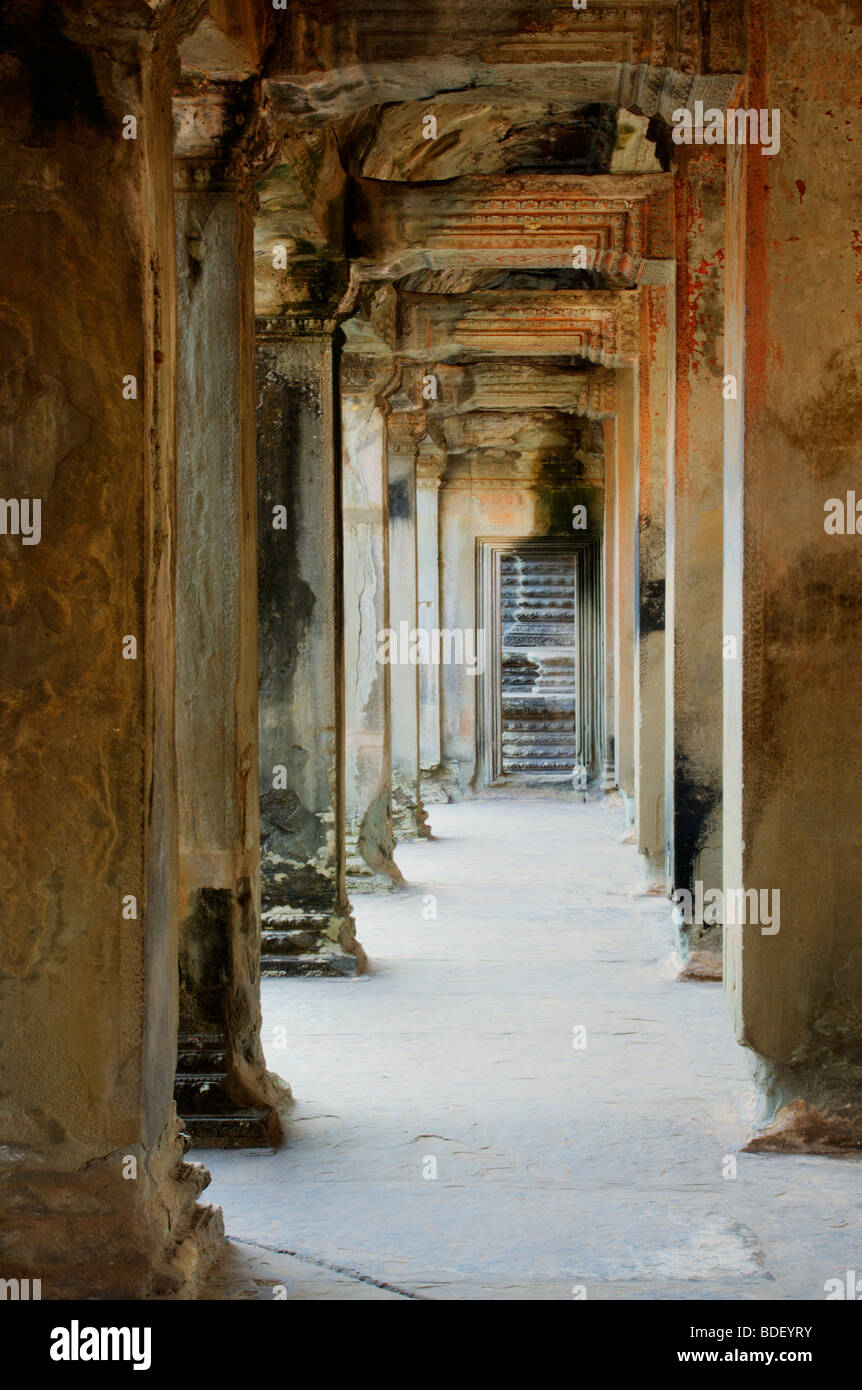 Les anciennes ruines d'Angkor Wat au Cambodge Banque D'Images