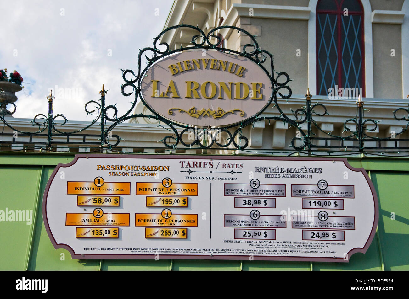 Les entrées dans la Ronde, Parc de Divertissement Ile sainte Helene Montréal Canada Banque D'Images