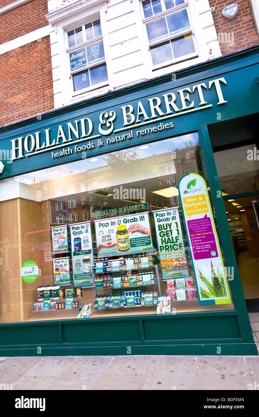 La Hollande et Barrett health food shop, London, Royaume-Uni Banque D'Images