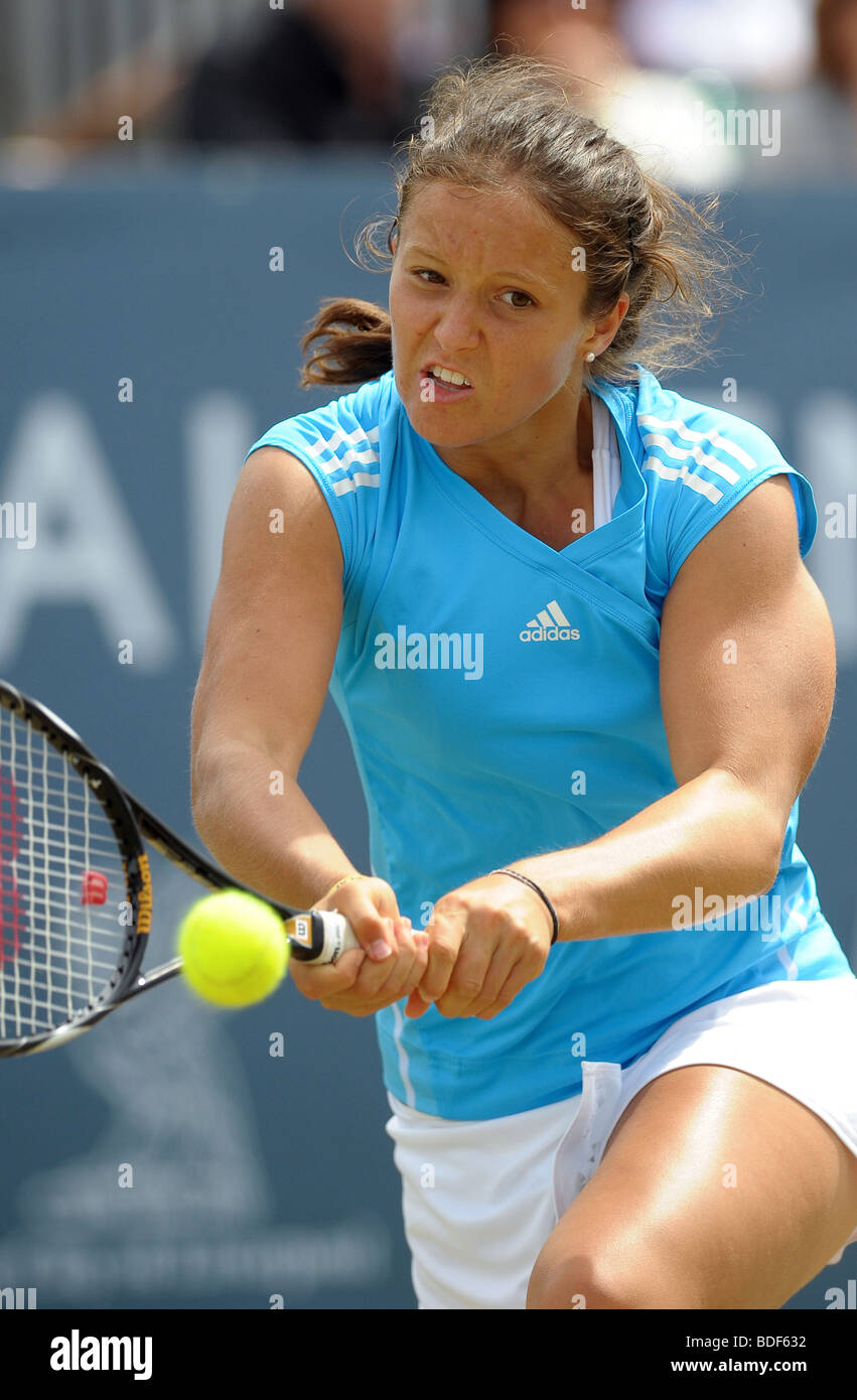 LAURA ROBSON EN ACTION AU TOURNOI INTERNATIONAL DE TENNIS 2009 Liverpool Banque D'Images