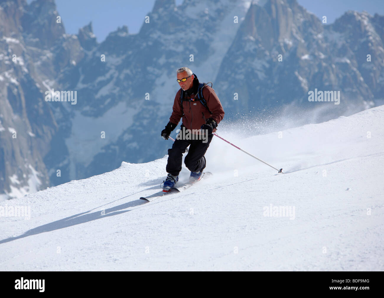 Homme Ski télémark Banque D'Images