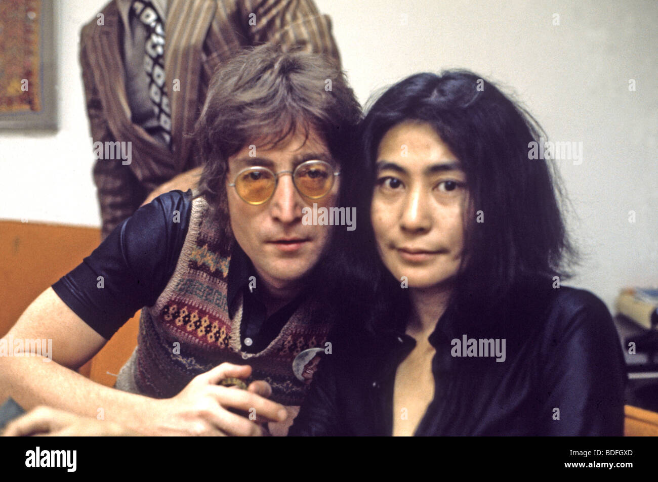 JOHN Lennon et Yoko Ono à la station de radio de New York en 1971 WPLJ Banque D'Images
