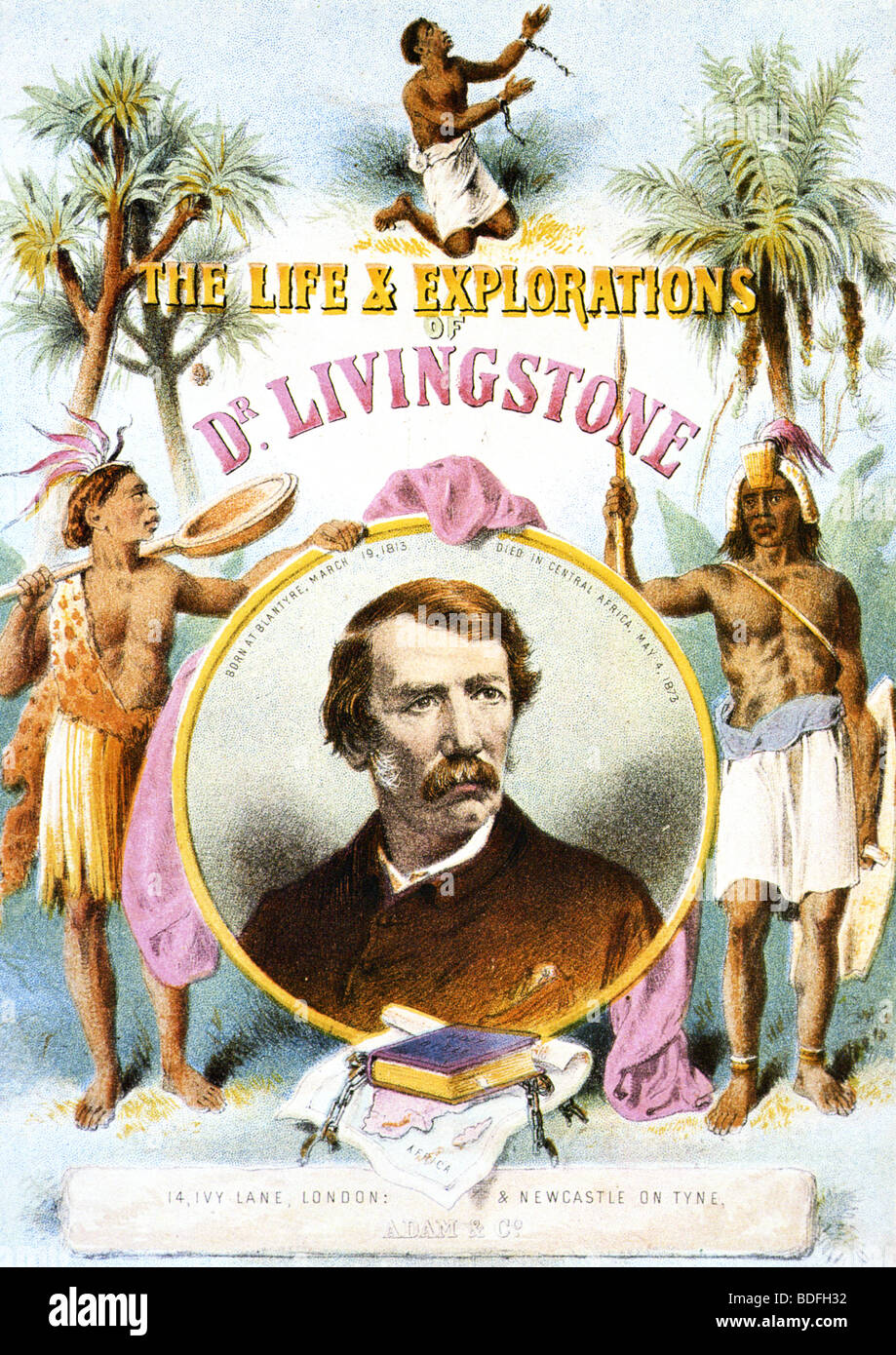 DAVID LIVINGSTONE, couvrir de son autobiographie publiée en 1875 Banque D'Images