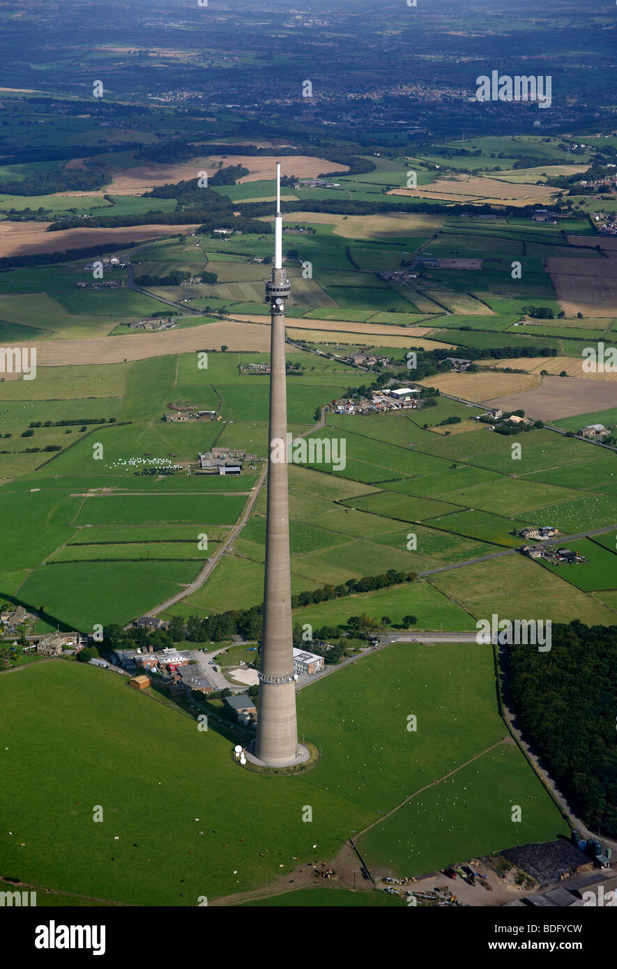 Emley Moor PLAT Mât, Emley Moor, West Yorkshire, Angleterre du Nord Banque D'Images