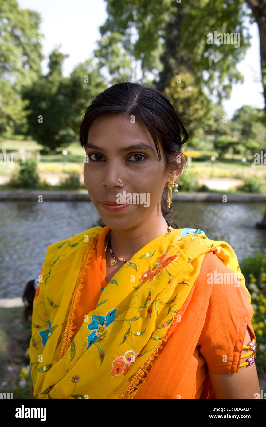 L'Inde, au Cachemire Srinagar Mughul Shalimar Gardens, Indian Tourist Banque D'Images