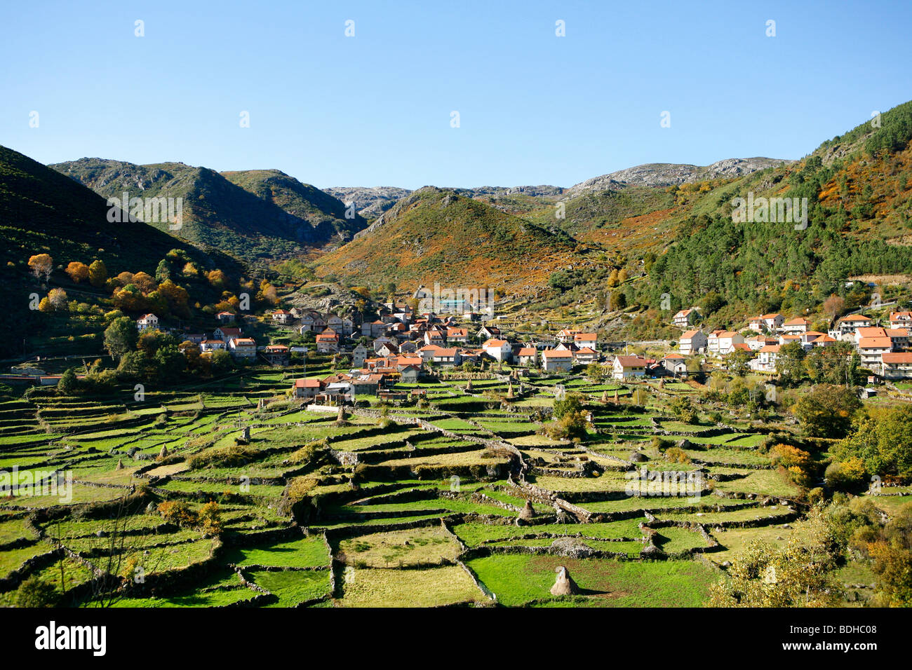 Geres, un vieux village de montagne, vue sur le Portugal Banque D'Images