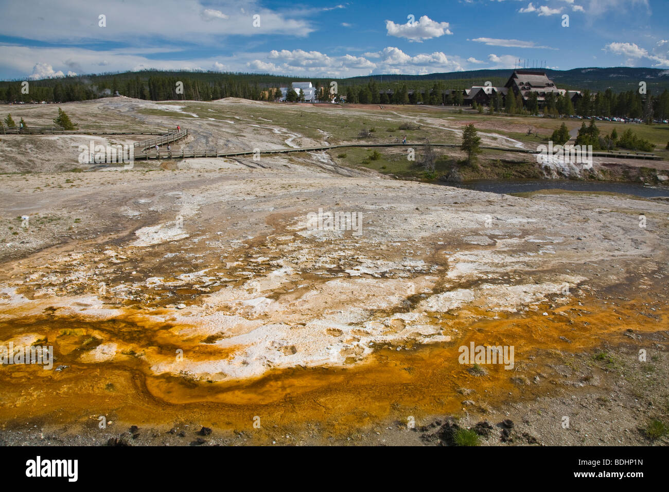 Upper Geyser Basin dans le Parc National de Yellowstone au Wyoming USA Banque D'Images