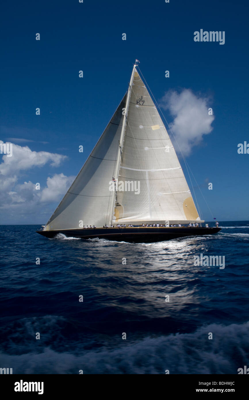 Classe J Velsheda yacht racing à Antigua Classic Yacht Regatta 2009 Banque D'Images