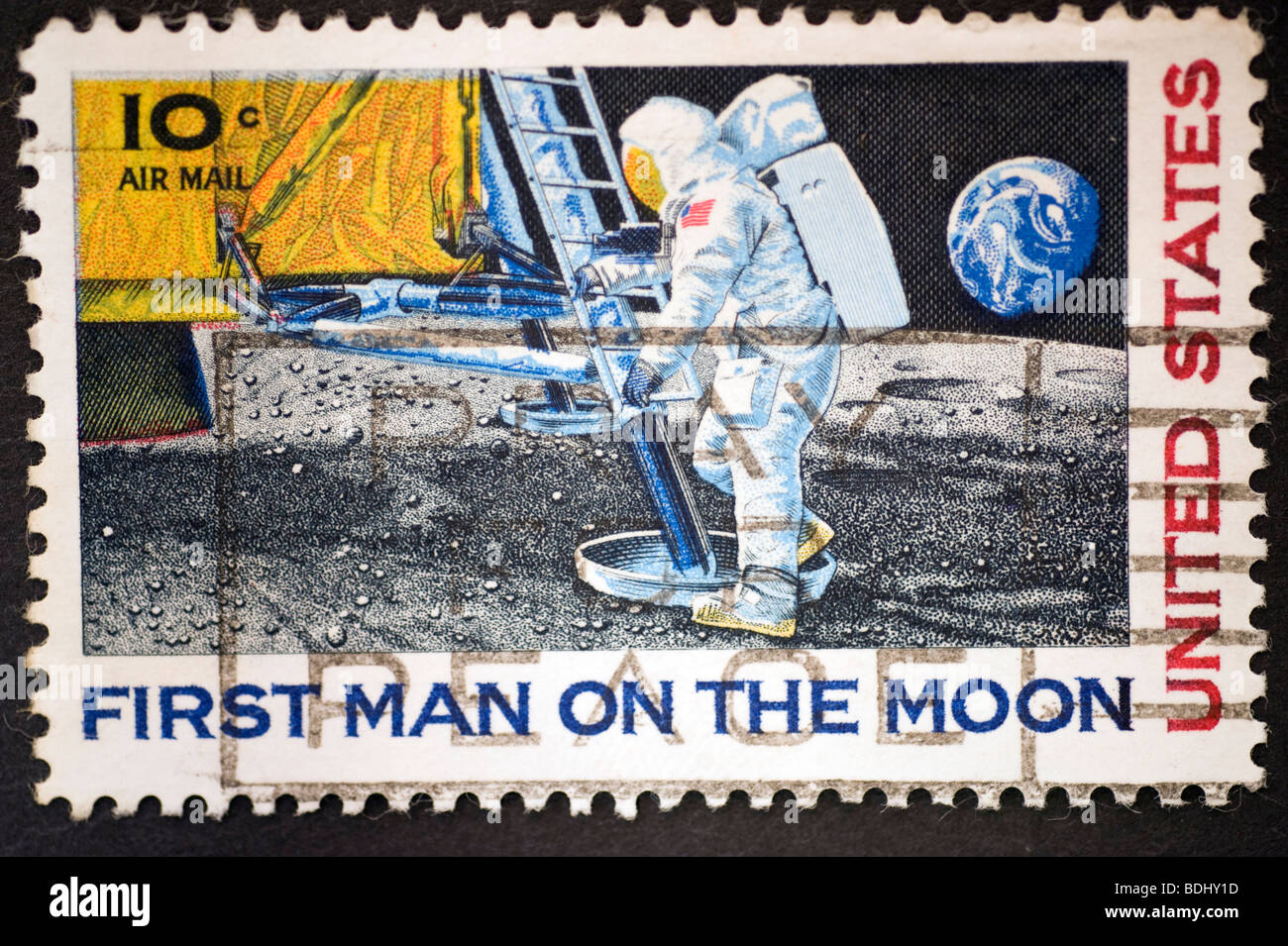 Timbre-poste premier homme sur la lune Banque D'Images