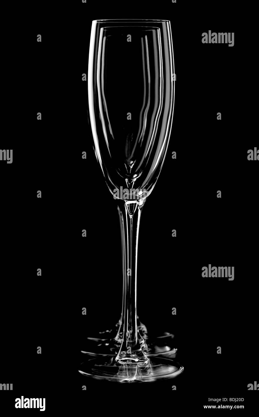 Objet sur noir - bocal vide pour champagne Banque D'Images