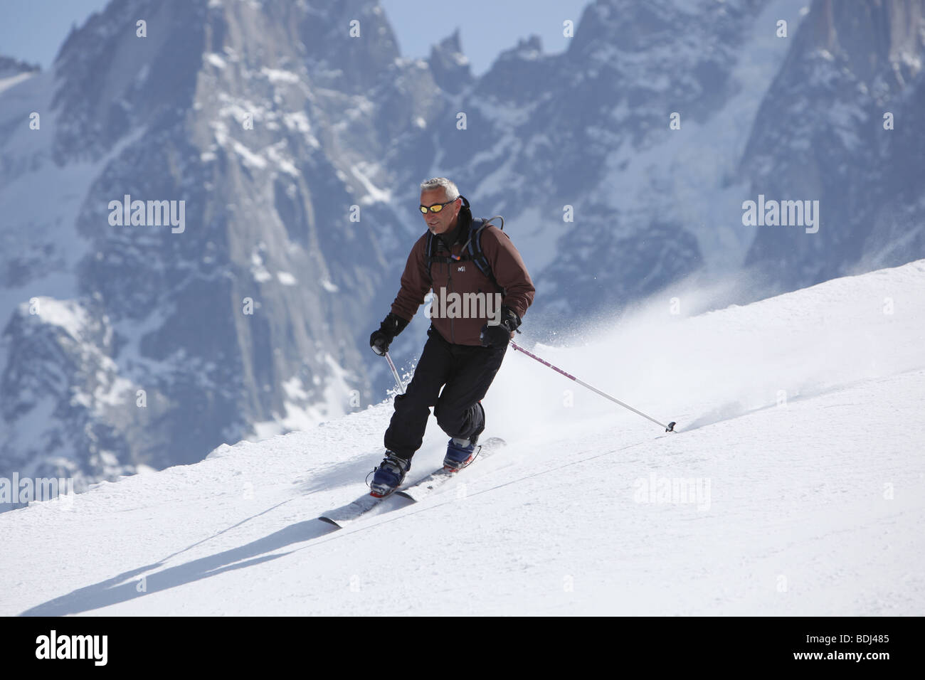 Homme Ski télémark Banque D'Images