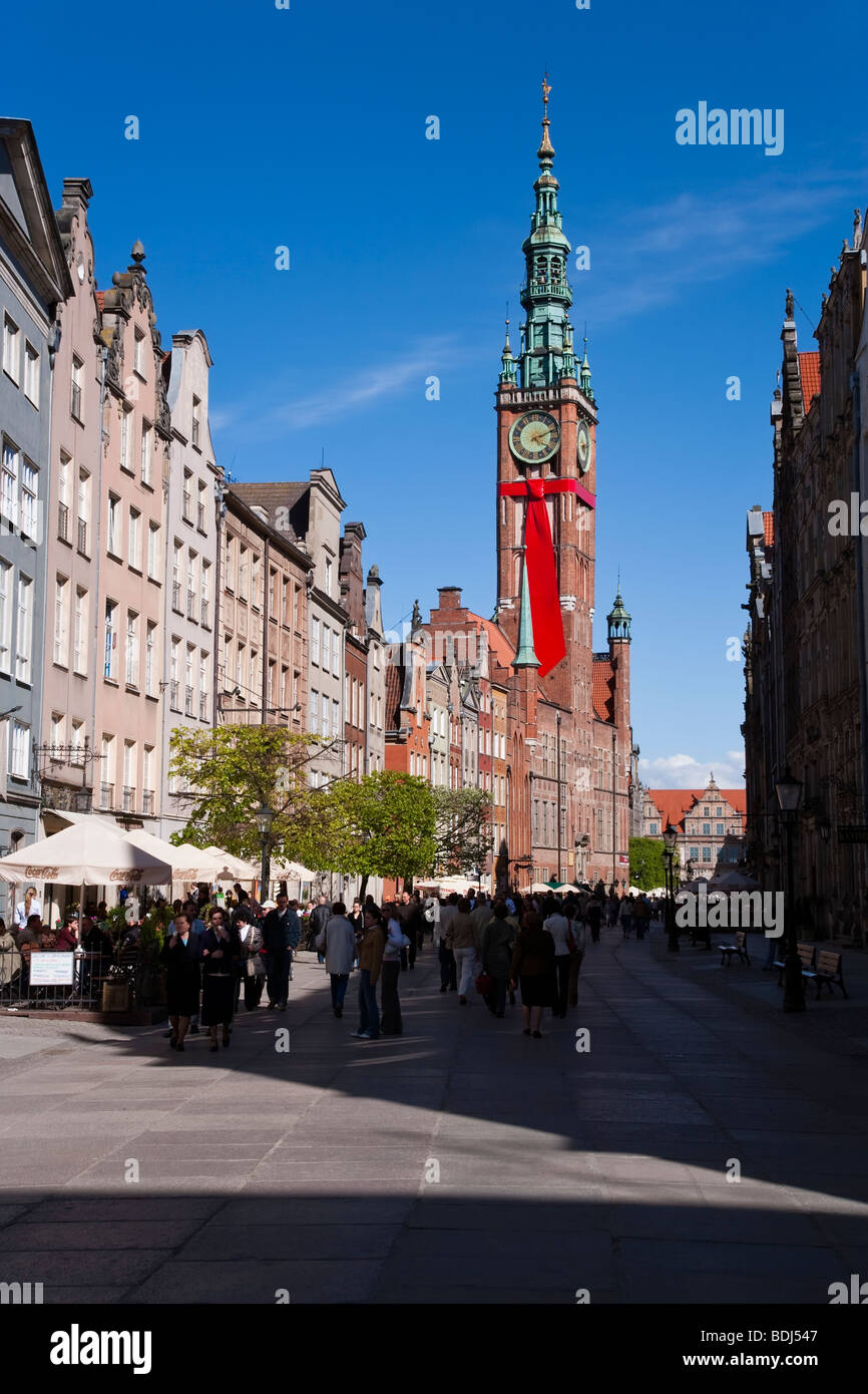 L'Europe, la Pologne, la Poméranie, Gdansk, Dlugi Targ (longue) du marché, l'hôtel de ville Banque D'Images