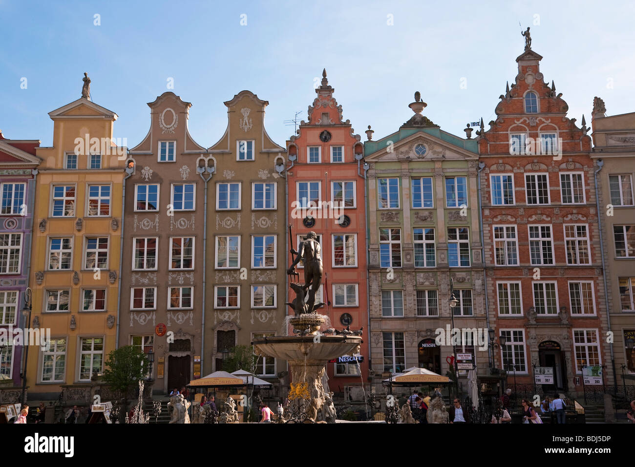 L'Europe, la Pologne, la Poméranie, Gdansk, Dlugi Targ (longue) du marché, la Fontaine de Neptune Banque D'Images