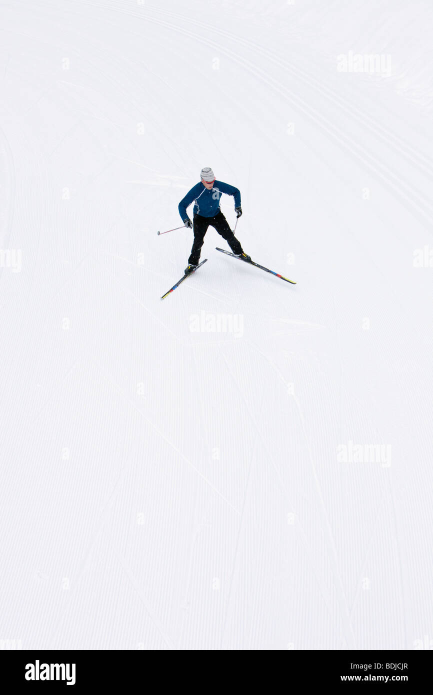 Vue aérienne de l'homme, ski de Whistler, British Columbia, Canada Banque D'Images