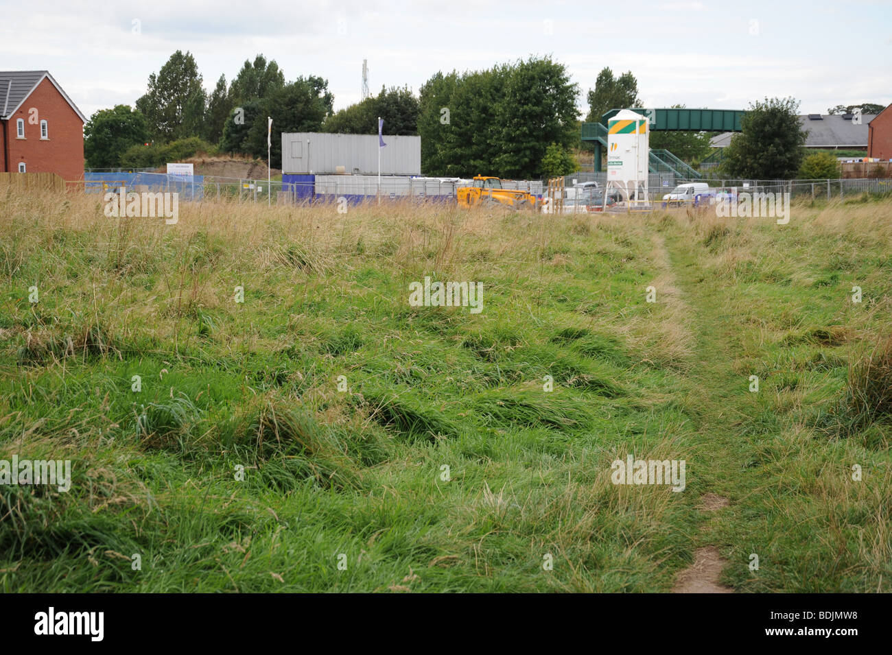 Immeuble sur terrain vert Banque D'Images