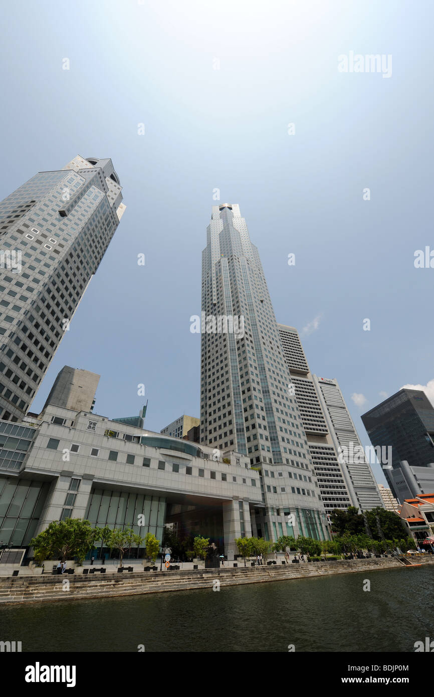 Gratte-ciel de la Ville, Rivière Singapour, Singapour Banque D'Images