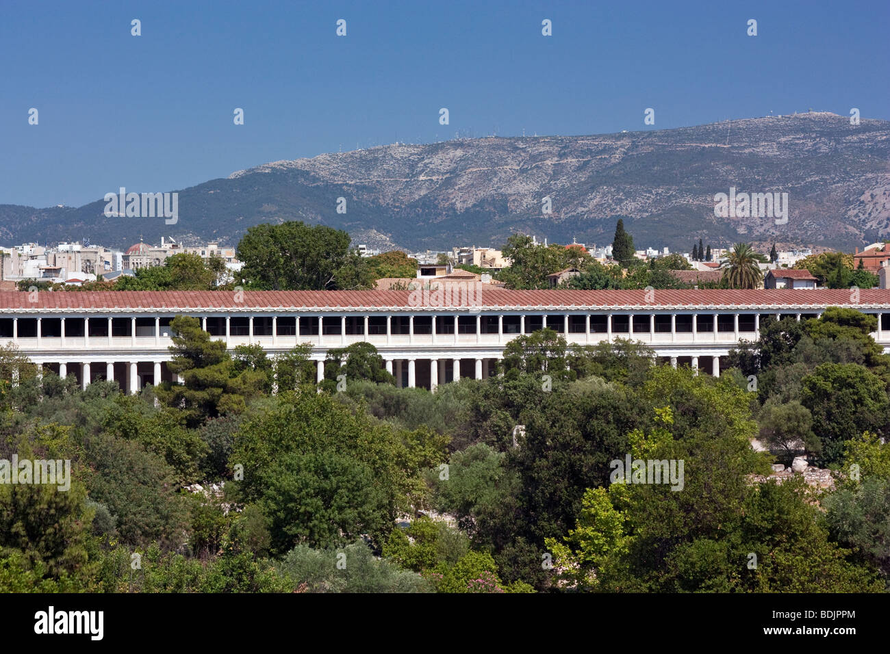 La Stoa d'Attalos, qui abrite le Musée de l'Agora, dans l'Agora antique d'Athènes, Grèce. Banque D'Images