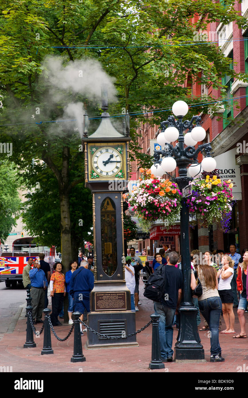 Horloge à vapeur historique dans le quartier de Gastown, le centre-ville de Vancouver, Colombie-Britannique, Canada. Banque D'Images