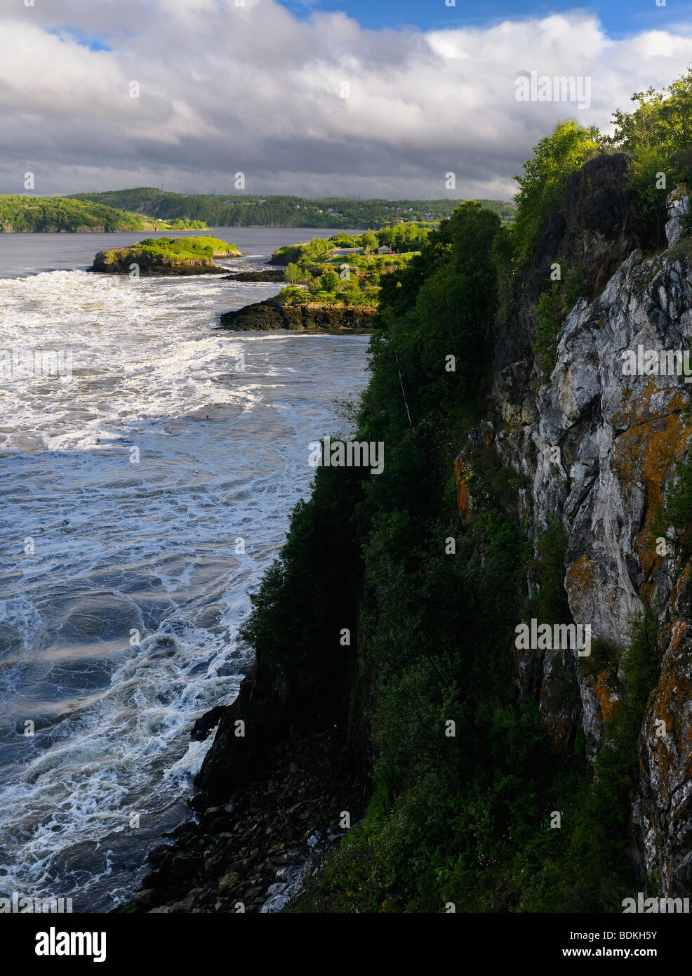 Cliffs aux chutes Réversibles de Saint John, au Nouveau-Brunswick, à marée basse, la baie de Fundy Banque D'Images