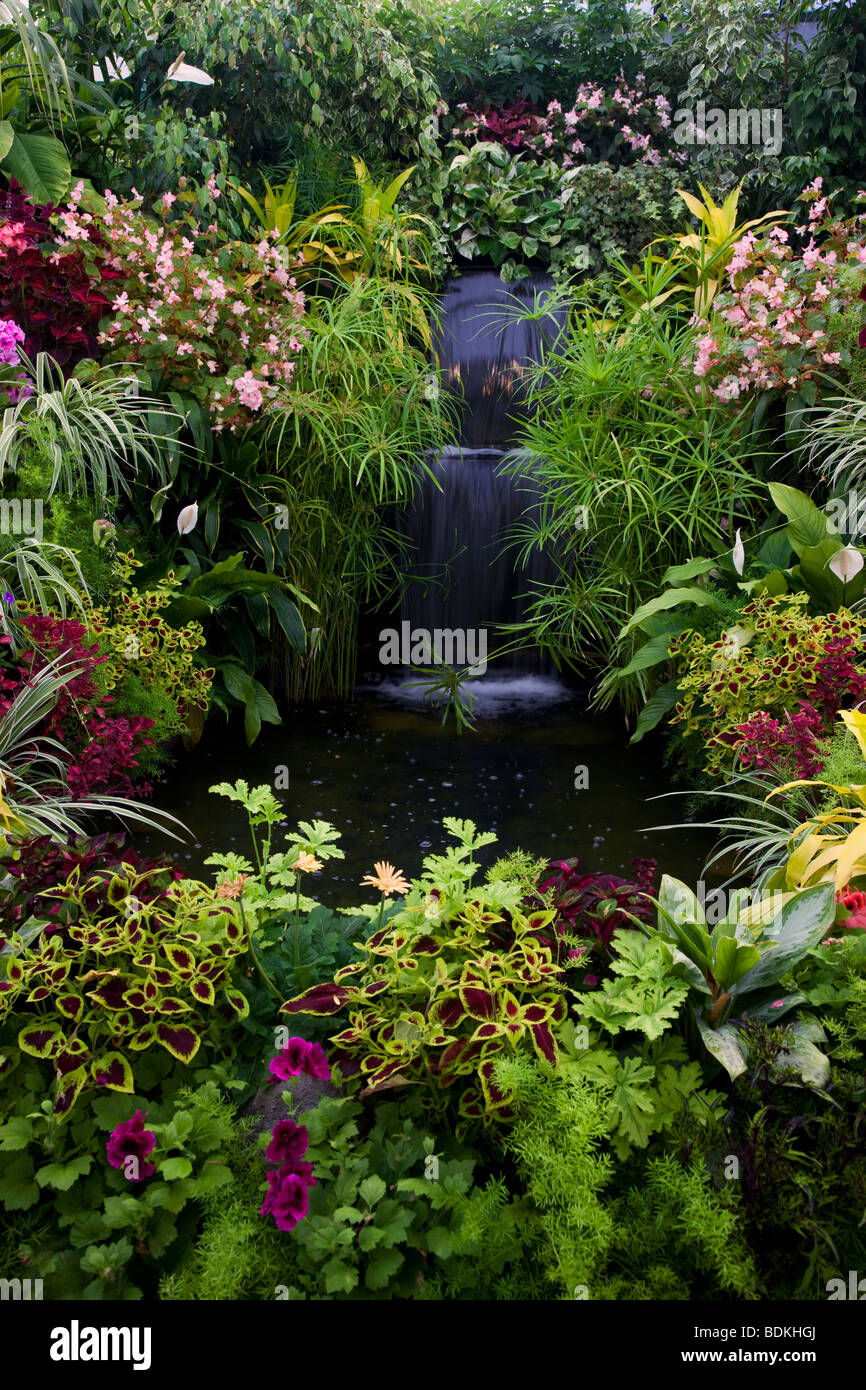 Le spectacle à l'effet de serre les Jardins Butchart, Victoria, île de Vancouver, Colombie-Britannique, Canada. Banque D'Images