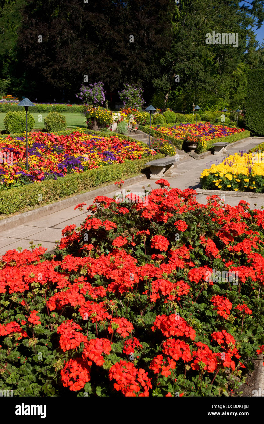 Jardin à l'italienne, les Jardins Butchart, Victoria, île de Vancouver, Colombie-Britannique, Canada. Banque D'Images