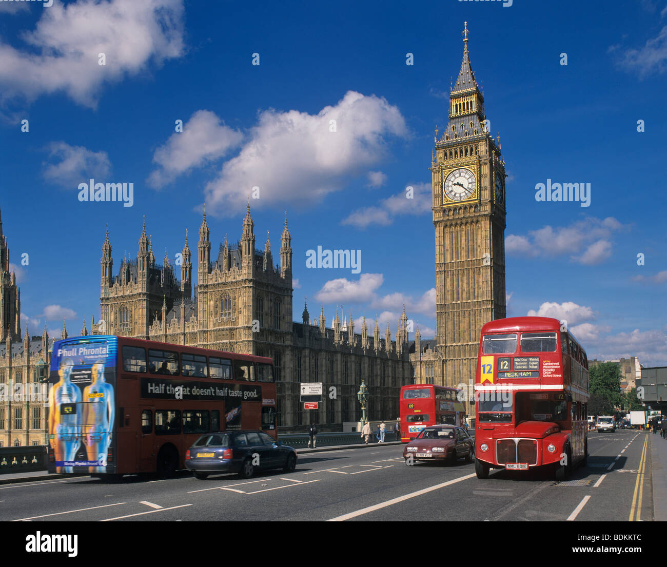 Grande Bretagne, Londres, chambres du Parlement, vue sur Big Ben et Westminster Hall Banque D'Images