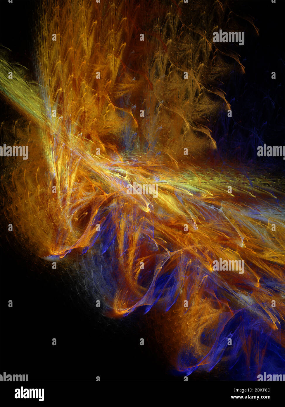 Image générée par ordinateur d'une fractale de flammes. Flammes fractales sont membre de la fonction itérée classe système de fractals Banque D'Images