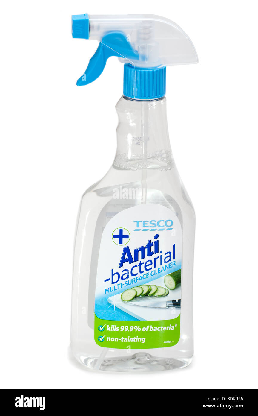 Anti bacterial clair 'multi' surface Nettoyant spray dans un 'conteneur' en plastique Banque D'Images