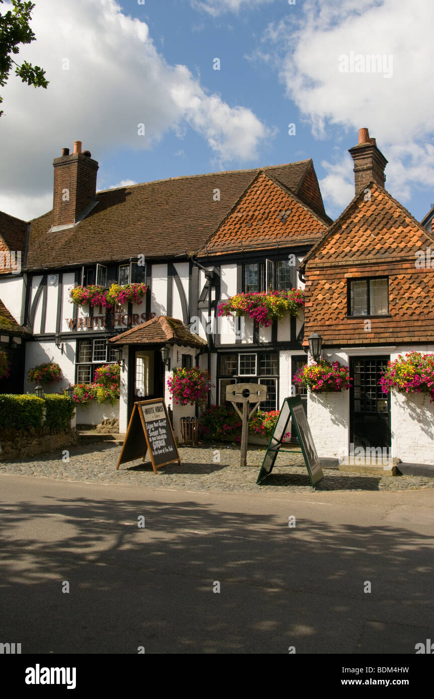 Le White Horse Pub Shere Village Surrey England Banque D'Images