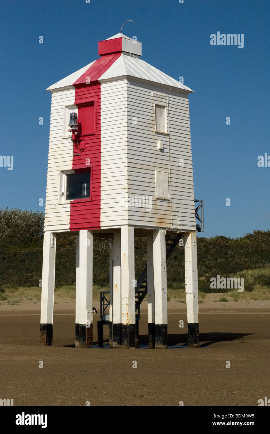 Phare en bois à Burnham on Sea, Angleterre. Banque D'Images