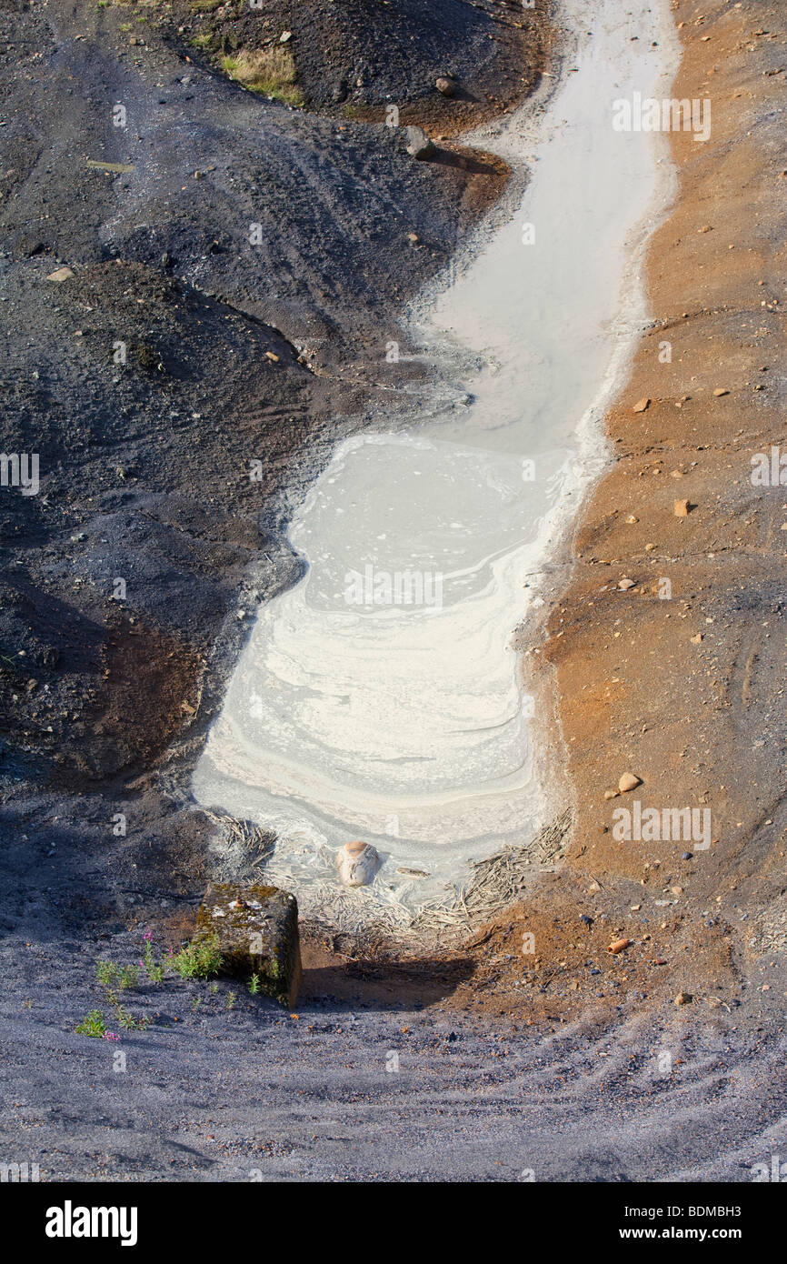 L'eau contaminée à la mine de charbon à ciel ouvert de Westfield, désormais abandonnée, près de Ballingry à Perth et Kinross, Scotland, UK. Banque D'Images