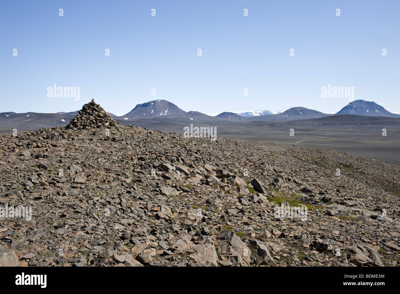 Sprengisandur, sable et pierres dans les hautes terres d'Islande Banque D'Images