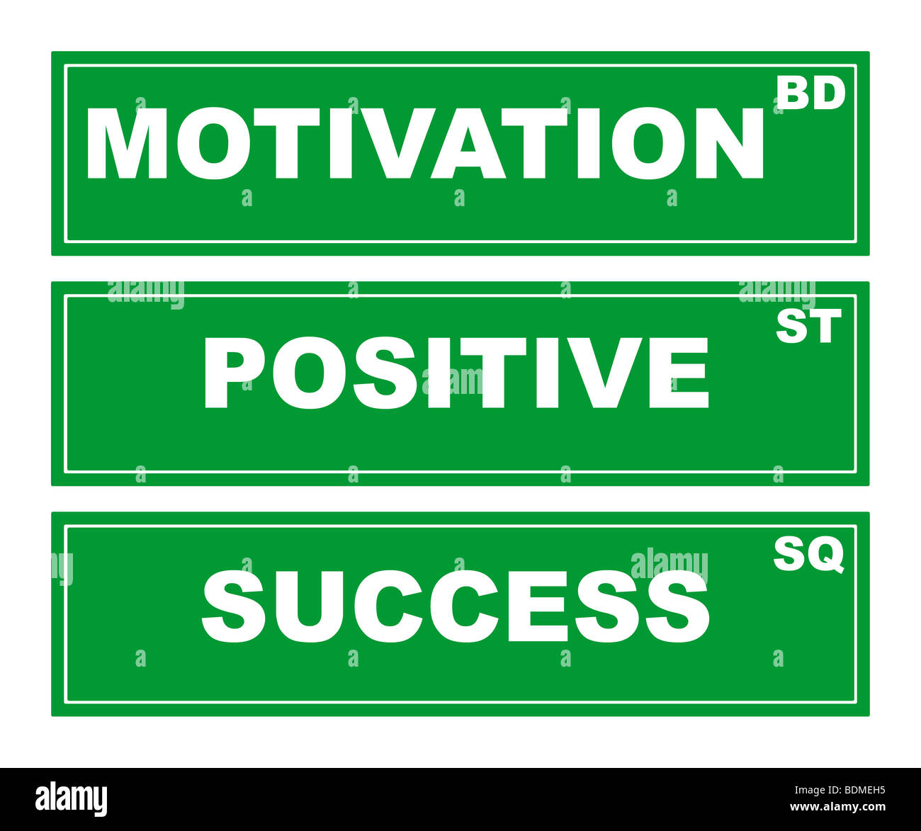 Green Business motivation signe isolé sur fond blanc, de la motivation et de la rue, boulevard Place de succès. Banque D'Images