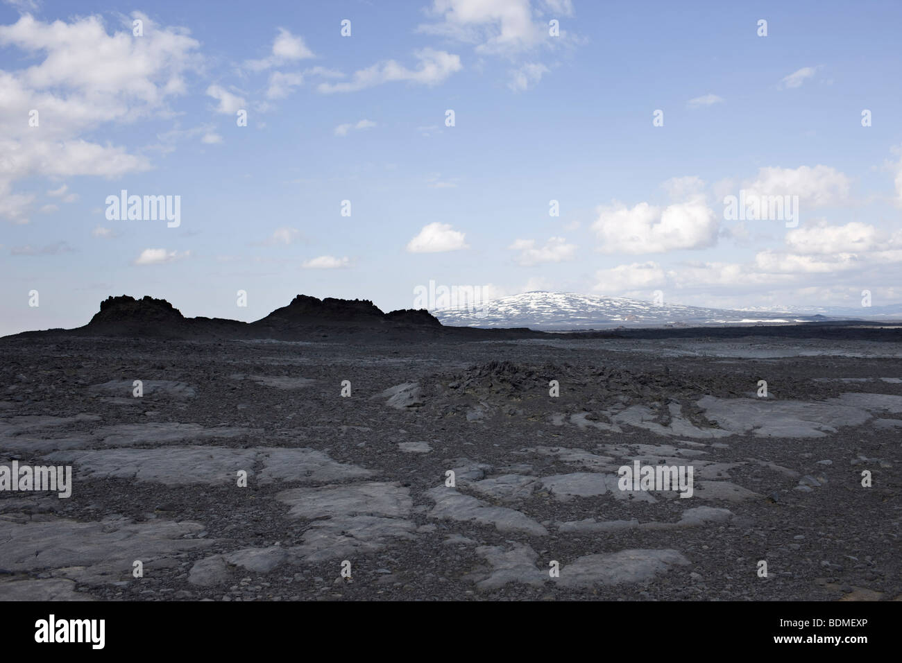 De lave et de sable noir près de Gaesavotn, Islande Banque D'Images