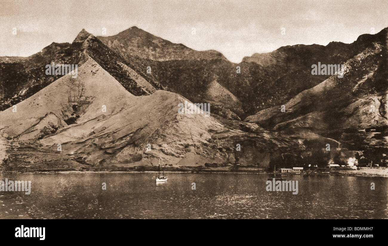 Fisherman's Cove, l'île Juan Fernandez, où l'ont peut-être à l'abri de Dresde pendant la Première Guerre mondiale briser la neutralité du Chili Banque D'Images