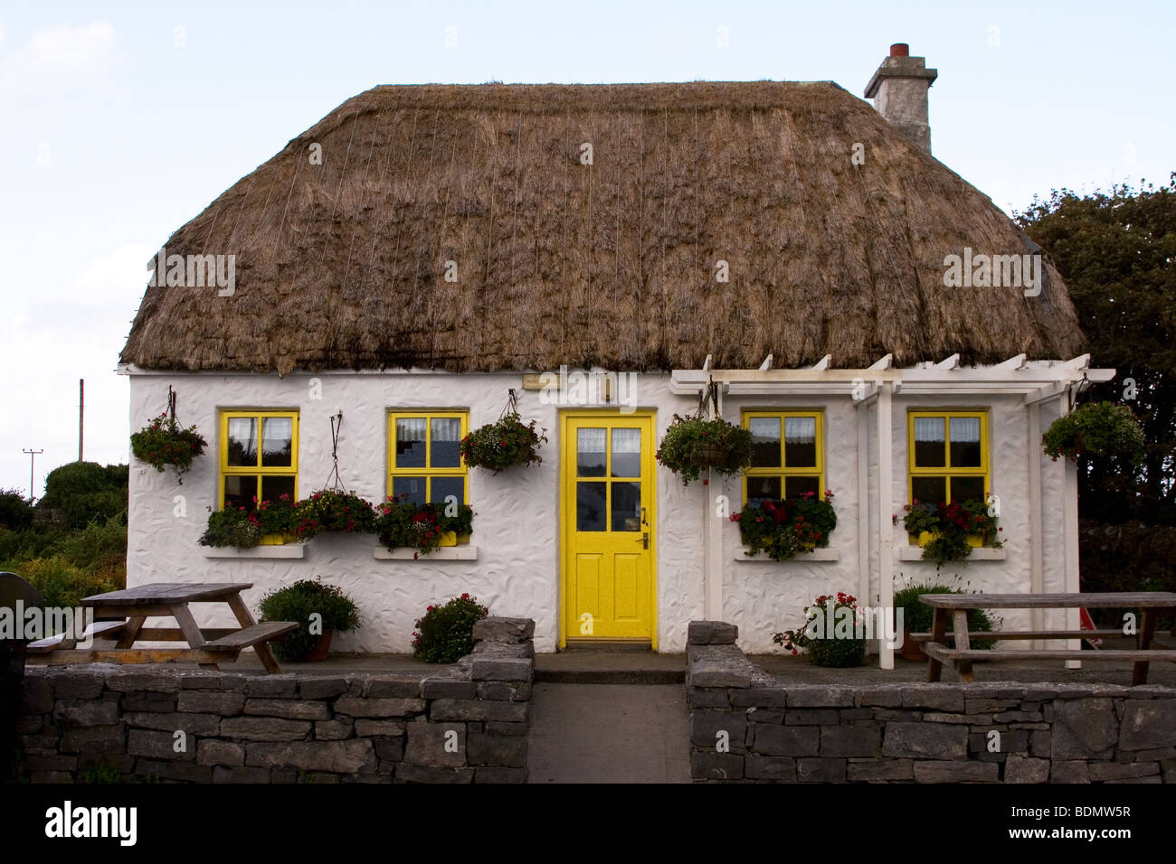 Chaumière, l'Inis Mor (Inismore) Island, Îles d'Aran, dans le comté de Galway, Irlande Banque D'Images