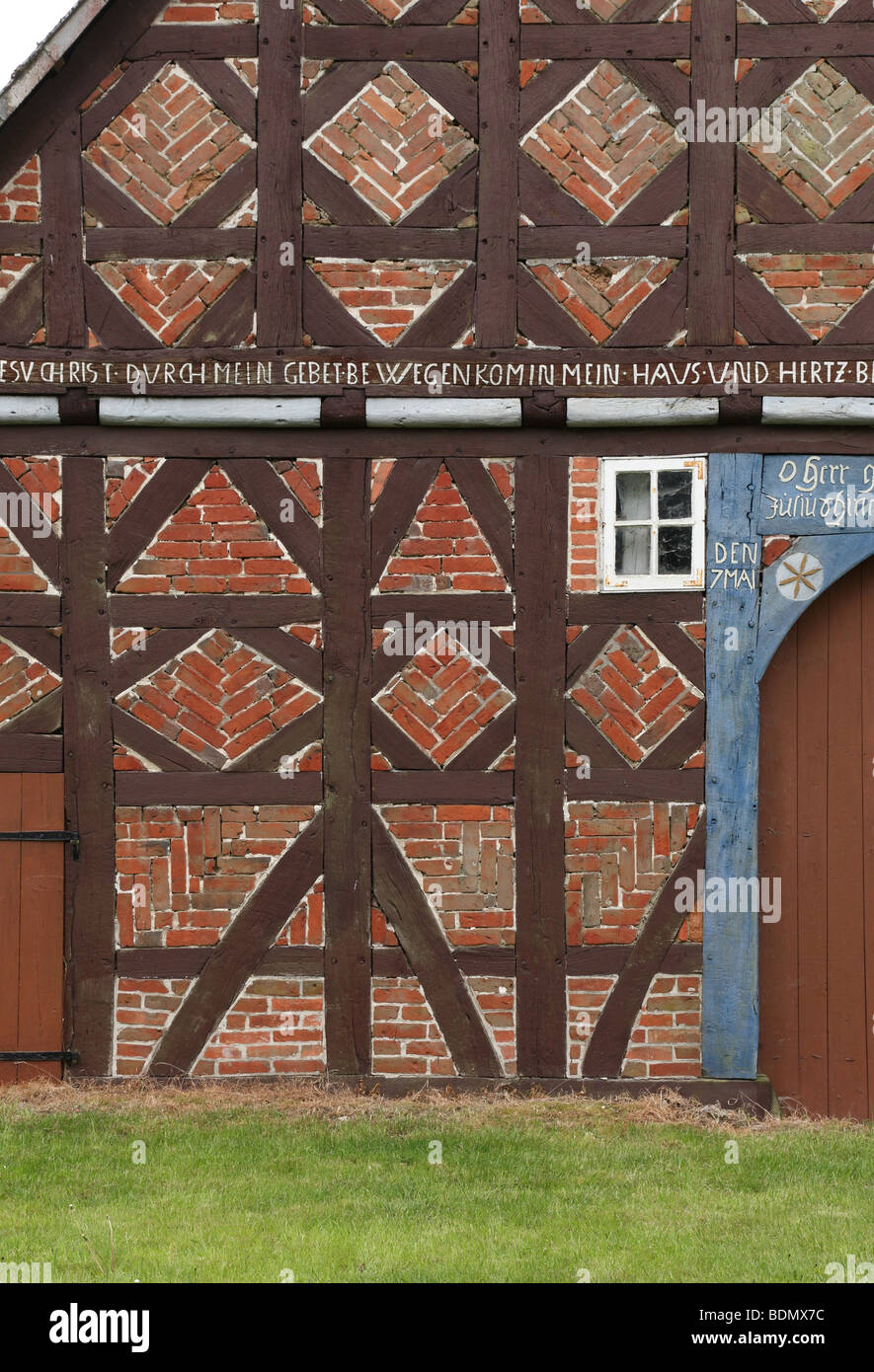 Trebel-Dünsche Hallenhaus Gaffelar 60C, alte, 2, 1734 erbaut Banque D'Images