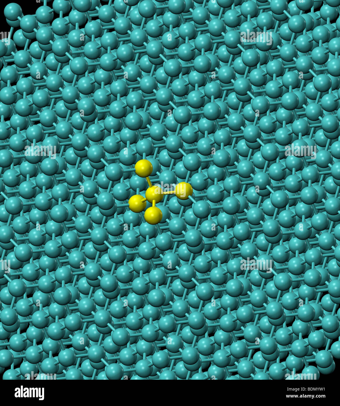 Produit par ordinateur en trois dimensions modèle ball and stick d'un cristal de diamant lattice Banque D'Images