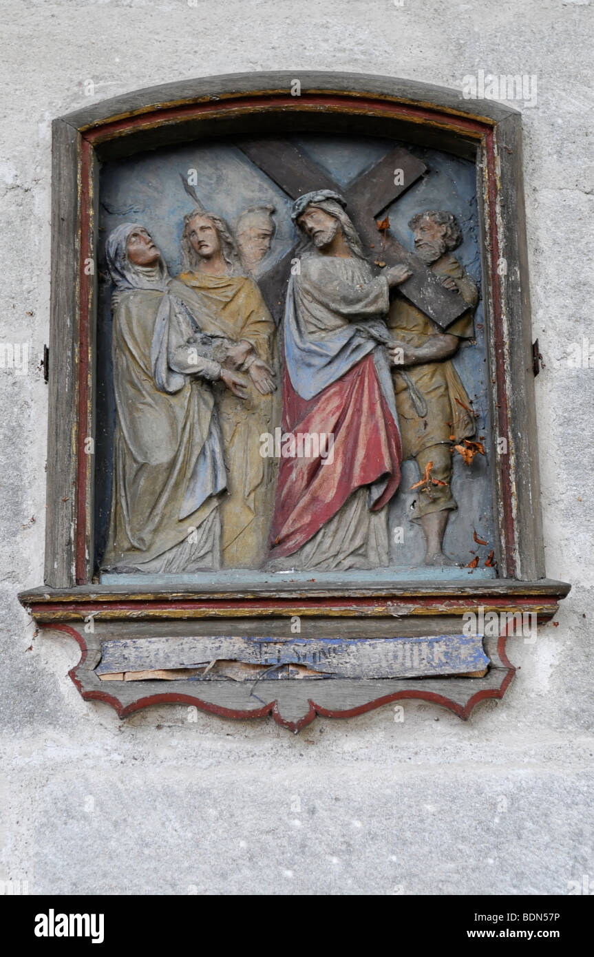 Peinture sainte dans le cloître, l'église de pèlerinage St., Schwaebisch Gmuend, Salvator, Bade-Wurtemberg, Allemagne, Europe Banque D'Images